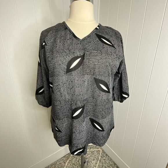 Vintage Samantha O Women’s 2XL Black Lagenlook Tunic Top Shirt Blouse - Picture 1 of 11